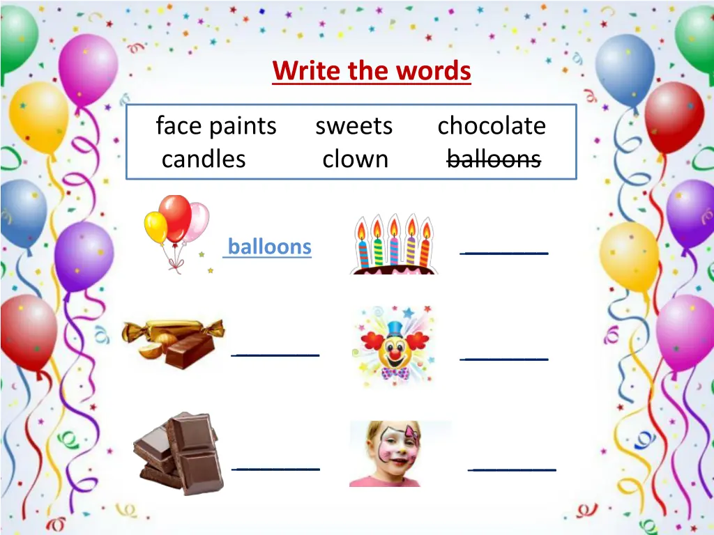 write the words
