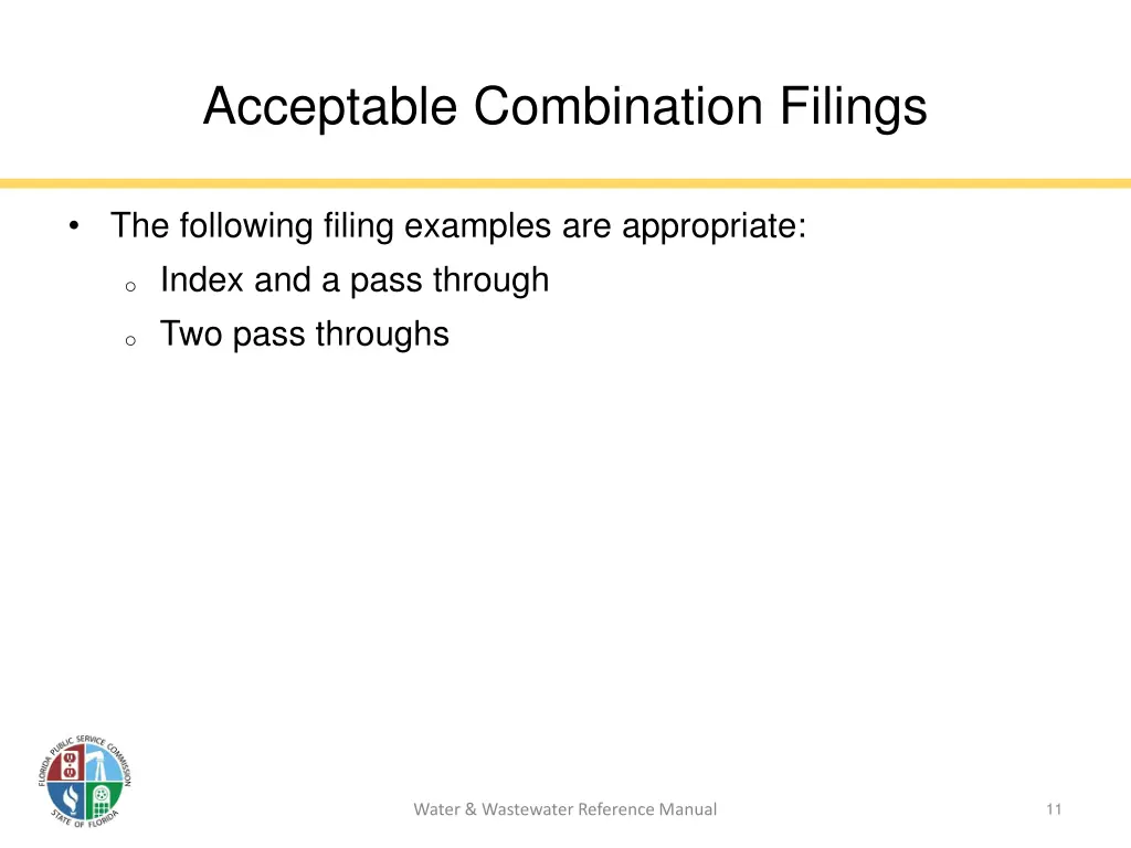 acceptable combination filings