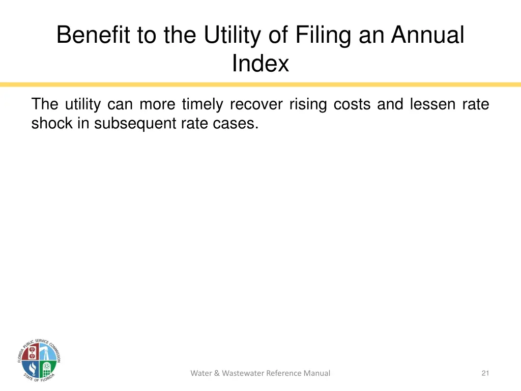 benefit to the utility of filing an annual index