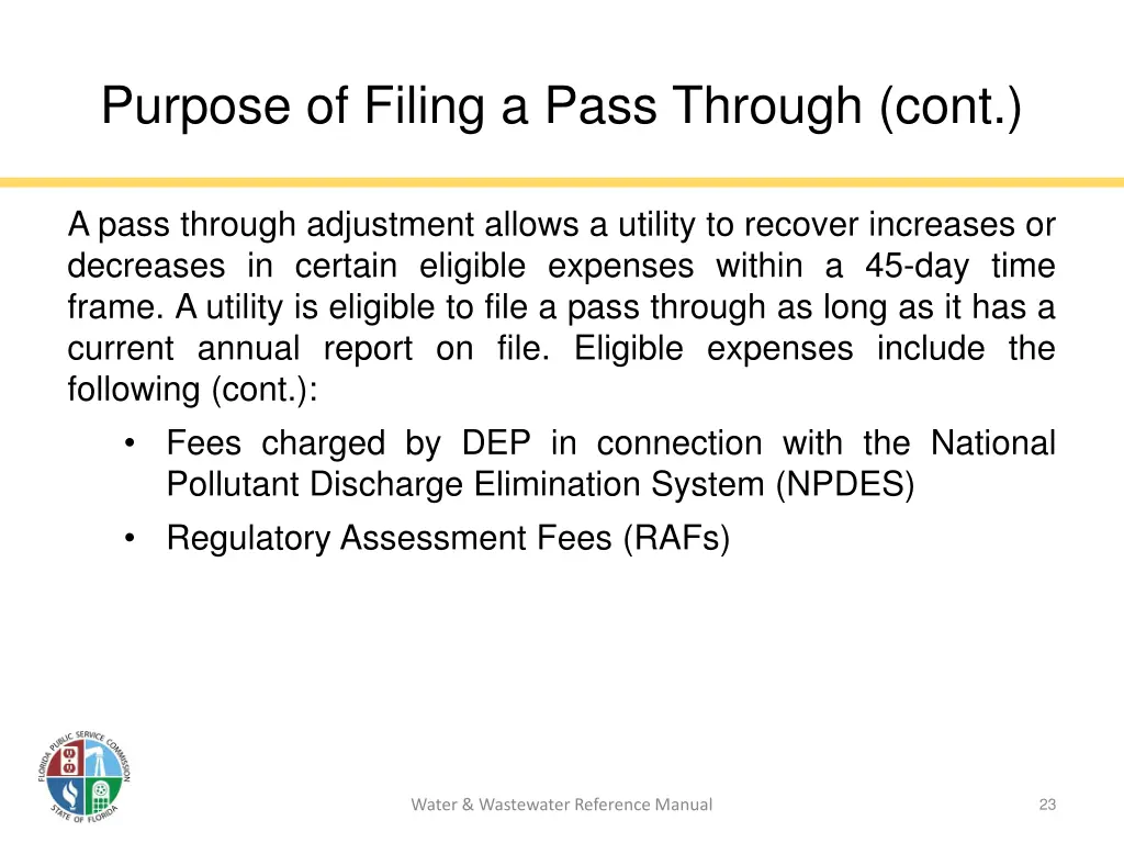 purpose of filing a pass through cont