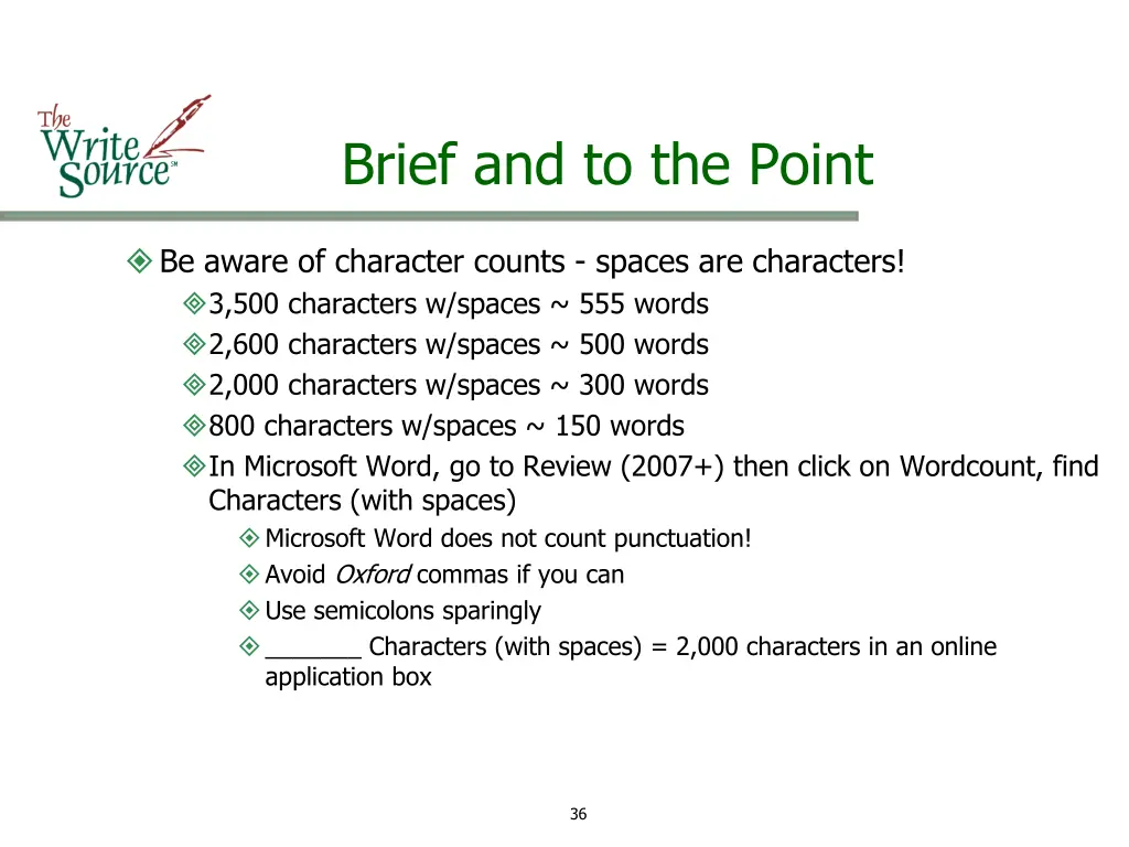 brief and to the point 23