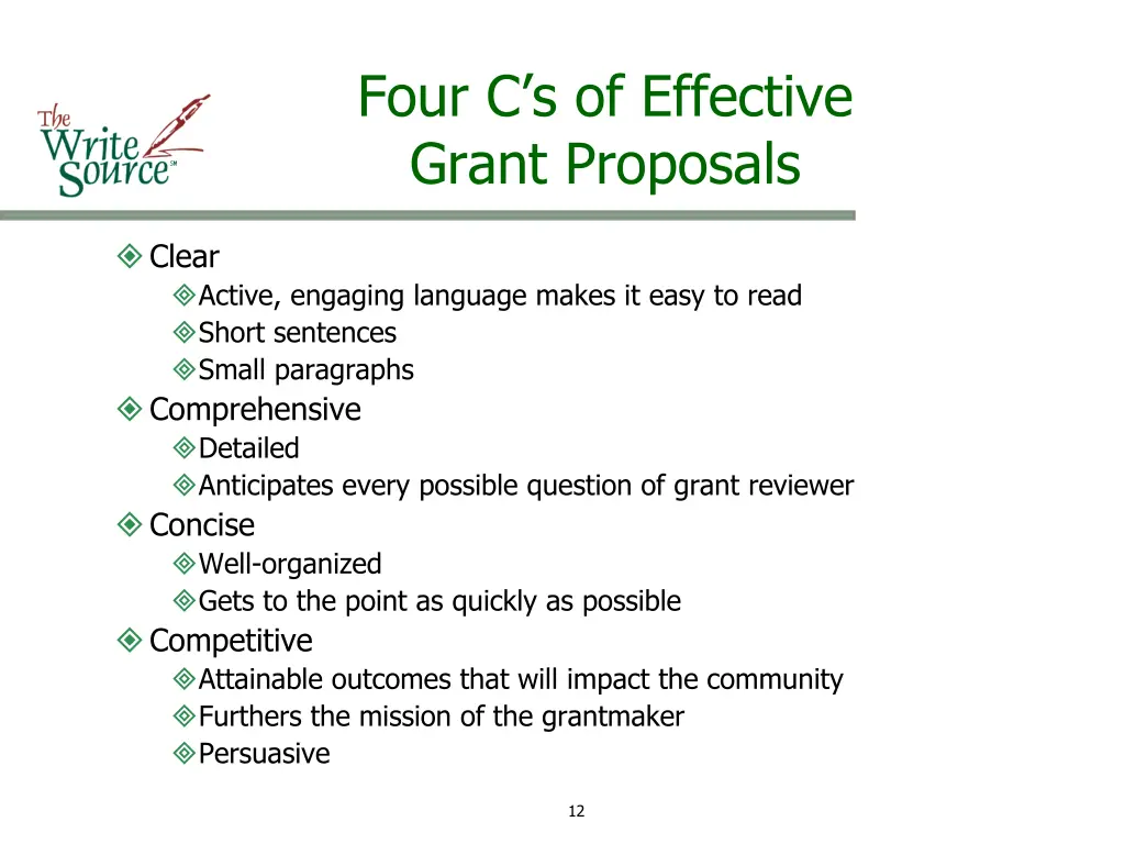 four c s of effective grant proposals
