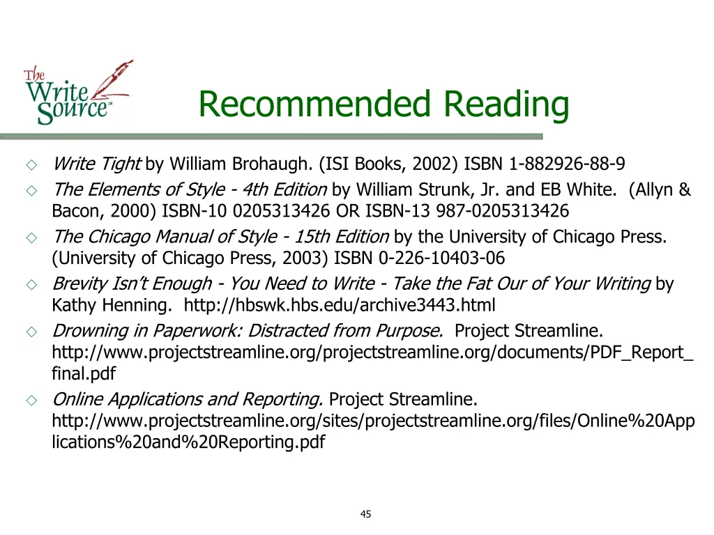recommended reading