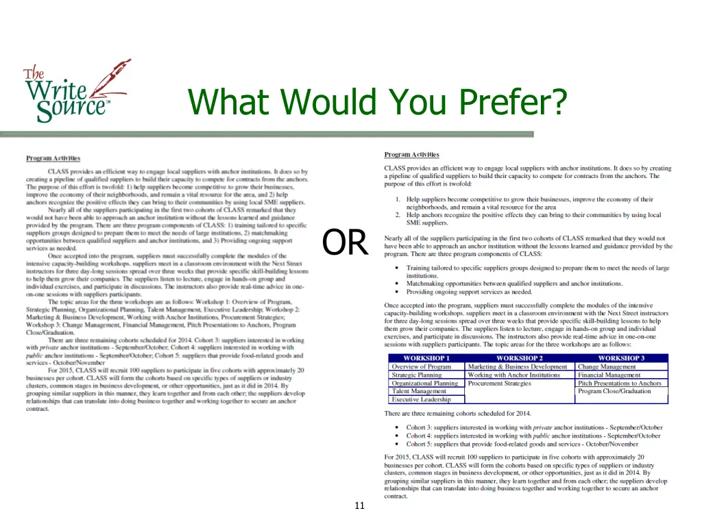 what would you prefer