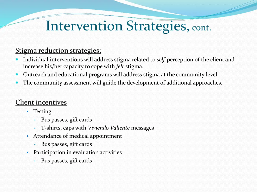 intervention strategies cont
