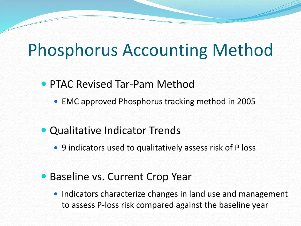 phosphorus accounting method