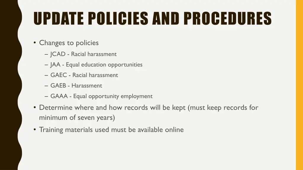 update policies and procedures