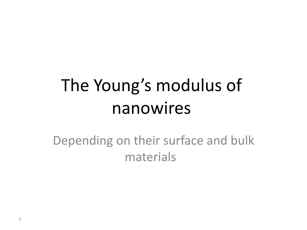 the young s modulus of nanowires