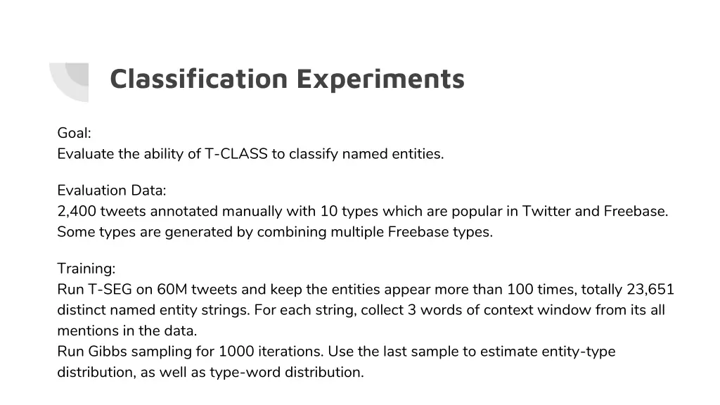 classification experiments