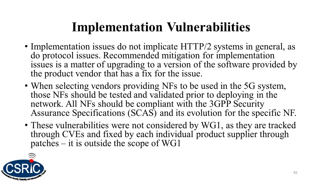 implementation vulnerabilities