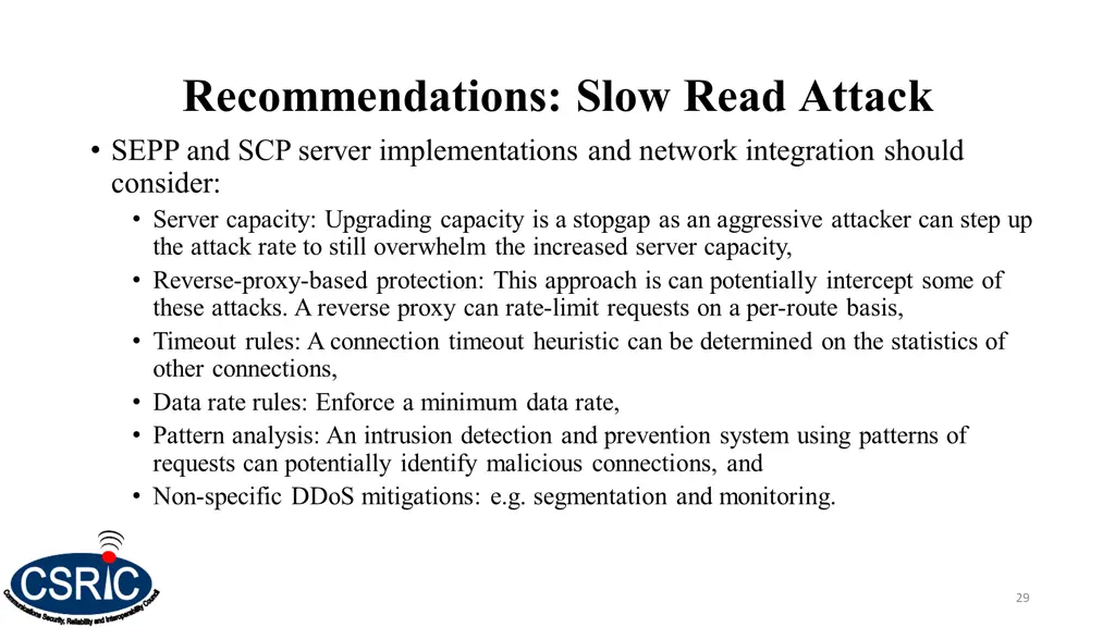 recommendations slow read attack sepp