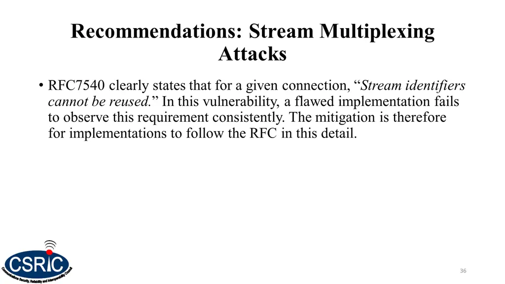 recommendations stream multiplexing attacks