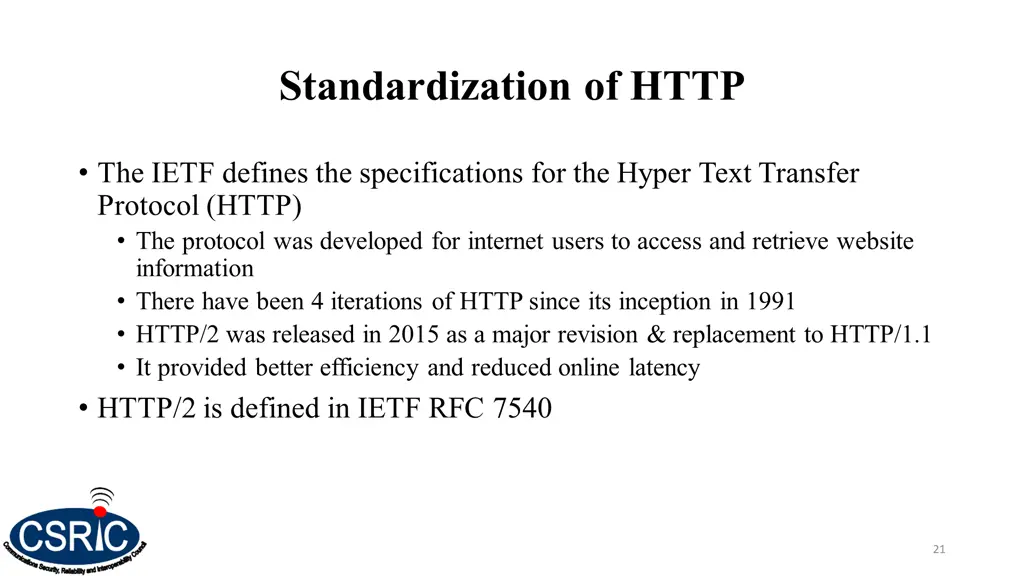standardization of http
