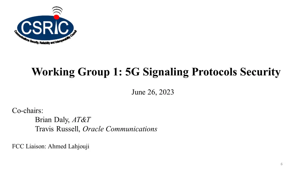 working group 1 5g signaling protocols security