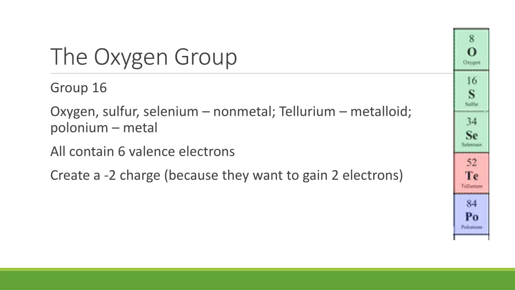the oxygen group