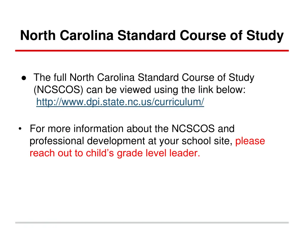 north carolina standard course of study