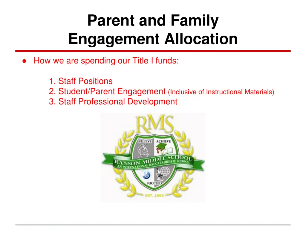 parent and family engagement allocation