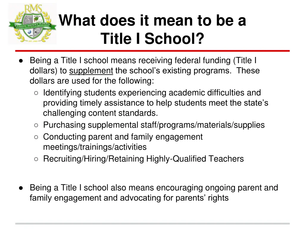 what does it mean to be a title i school