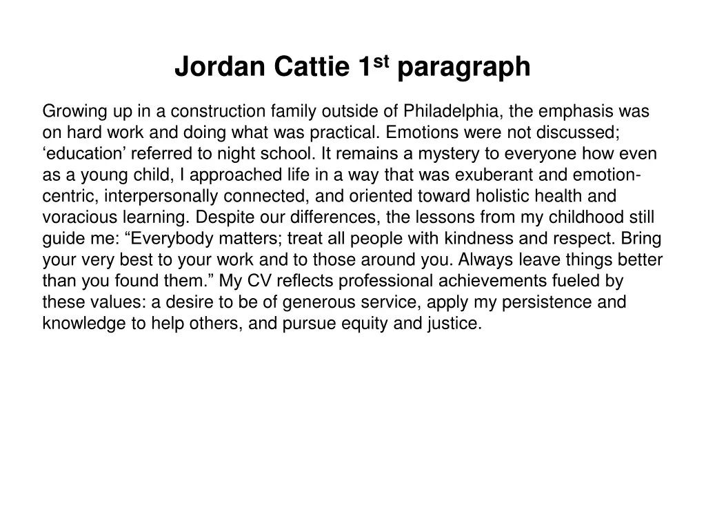jordan cattie 1 st paragraph