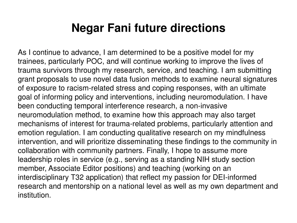 negar fani future directions