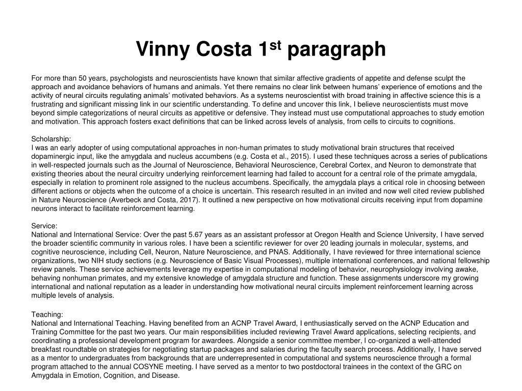 vinny costa 1 st paragraph