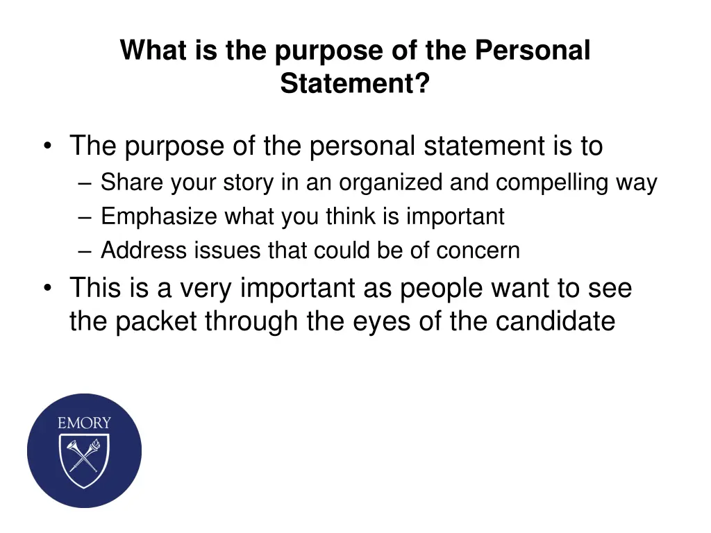 what is the purpose of the personal statement