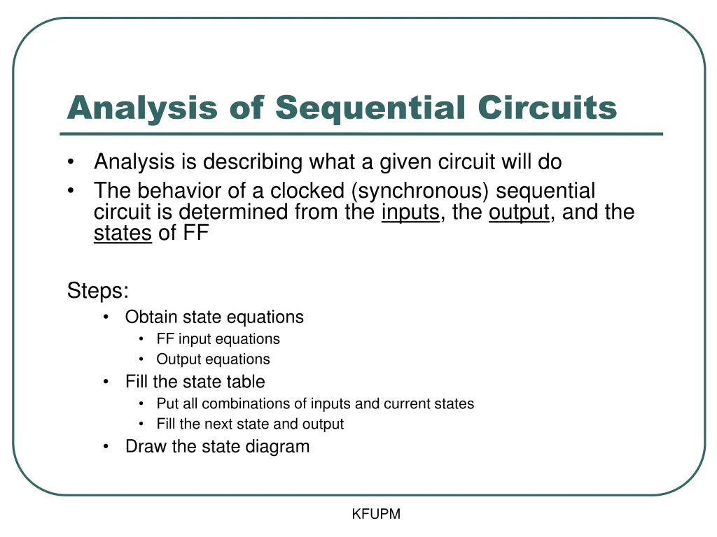 analysis of sequential circuits