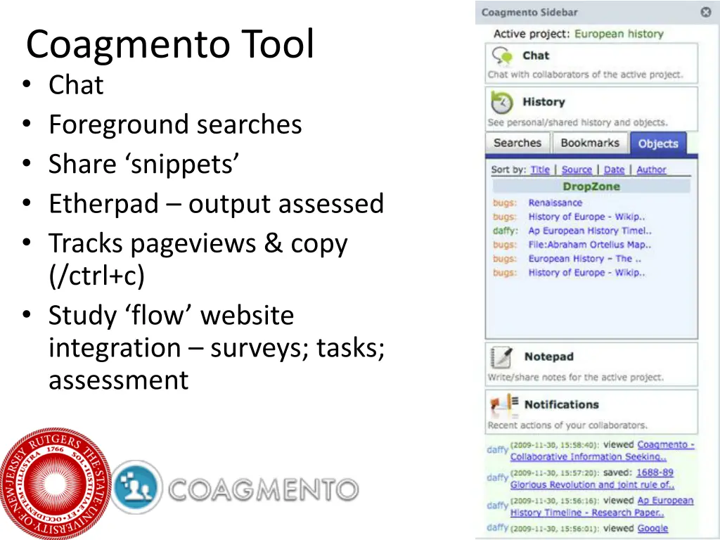 coagmento tool chat foreground searches share