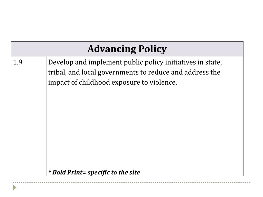 advancing policy develop and implement public