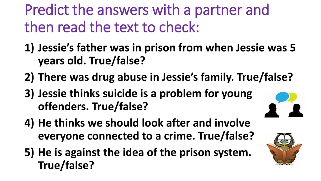 predict the answers with a partner and predict