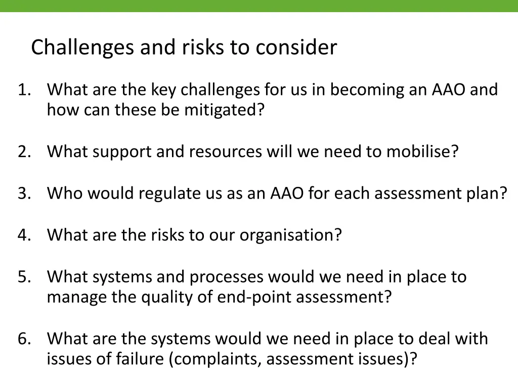 challenges and risks to consider