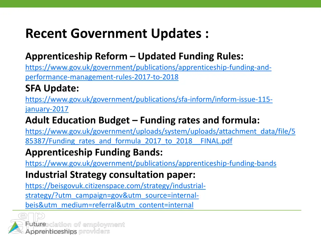 recent government updates