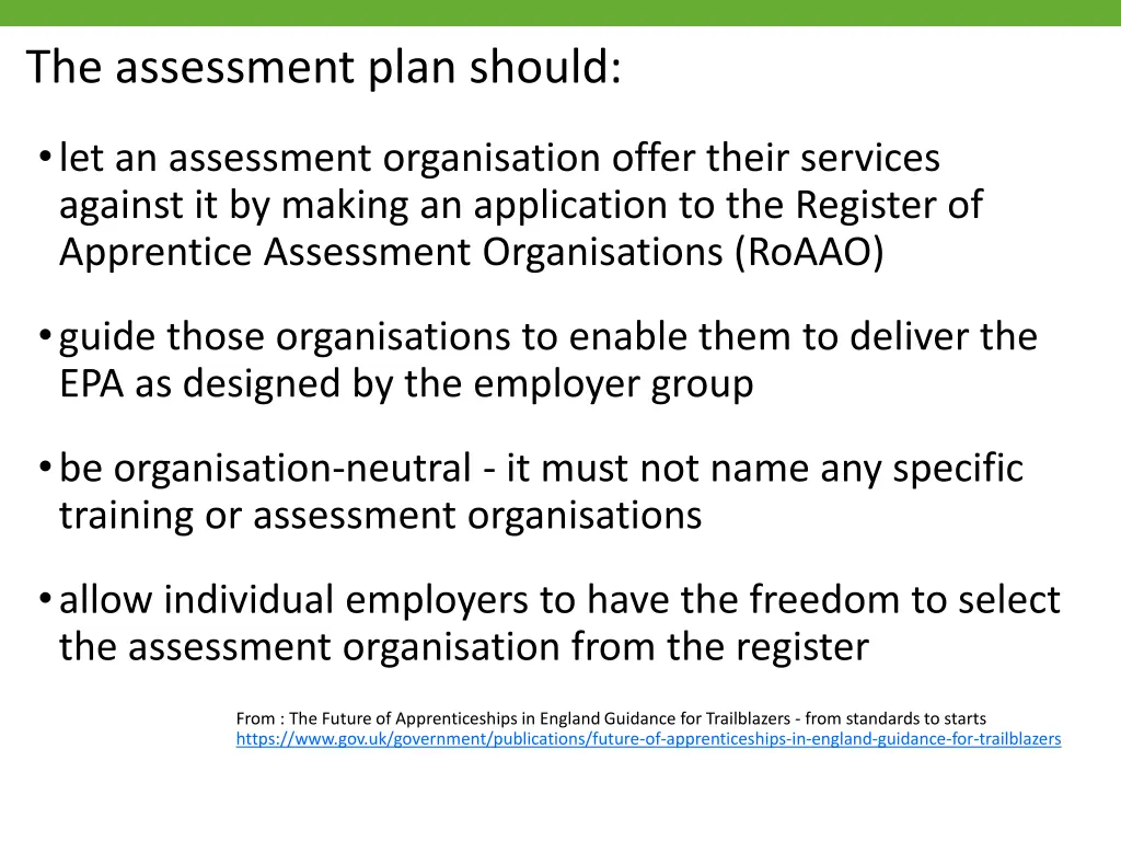 the assessment plan should