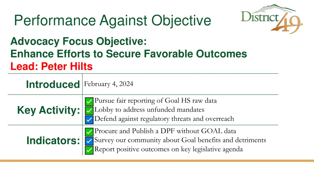 performance against objective 3