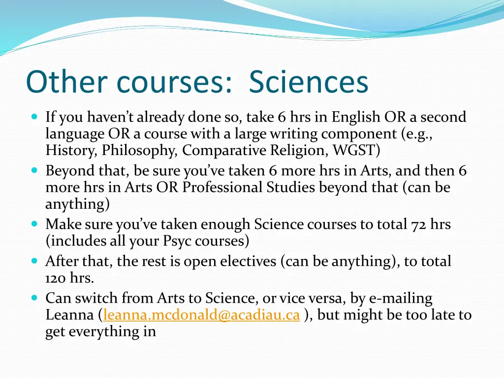 other courses sciences