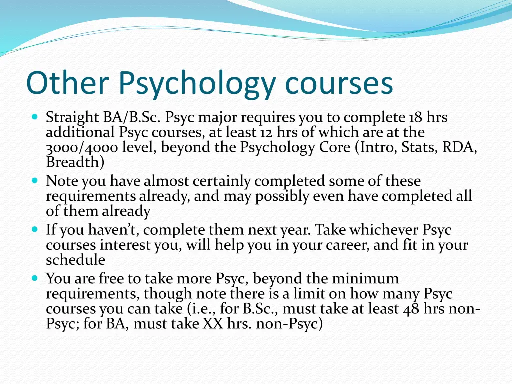 other psychology courses straight ba b sc psyc