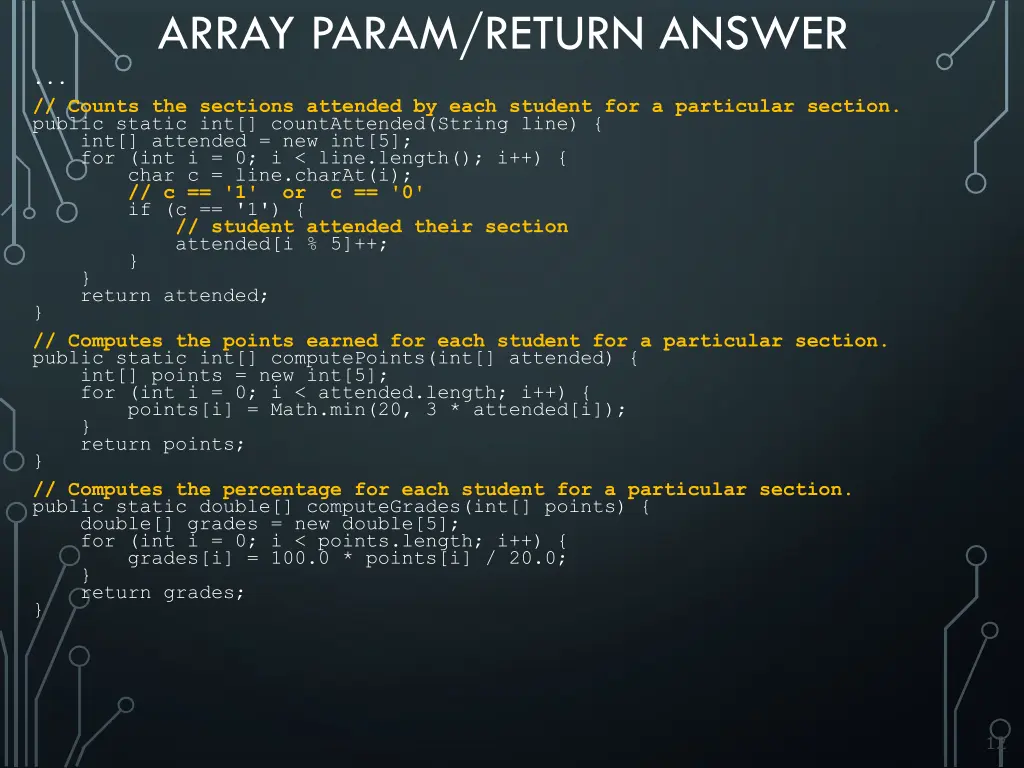 array param return answer