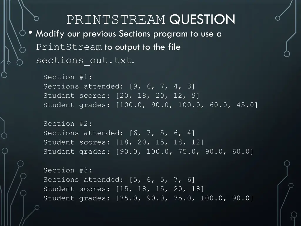 printstream question modify our previous sections