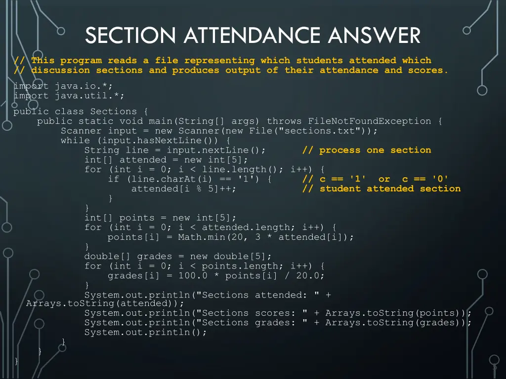 section attendance answer