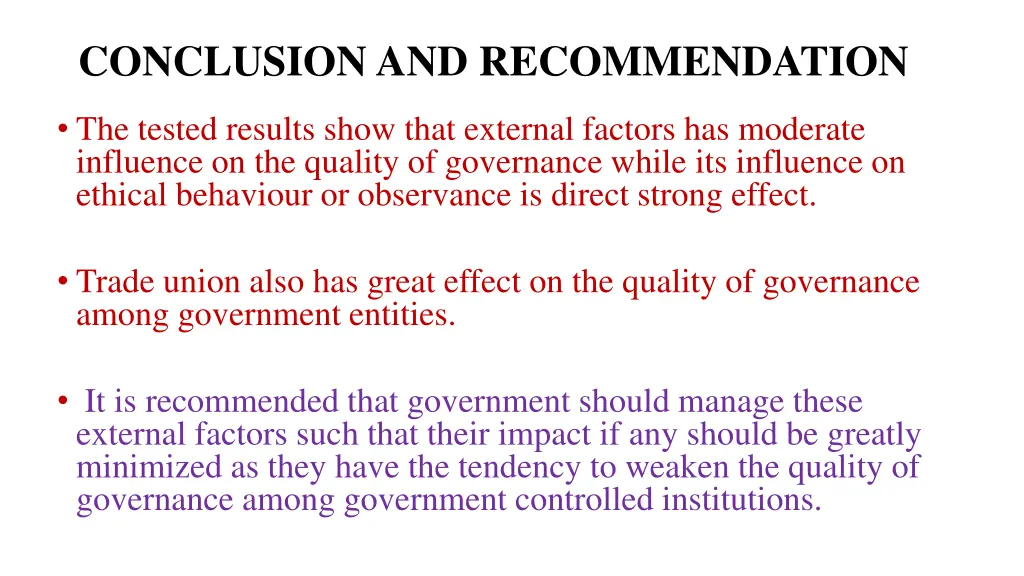 conclusion and recommendation