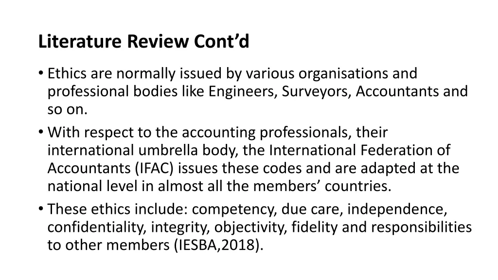 literature review cont d