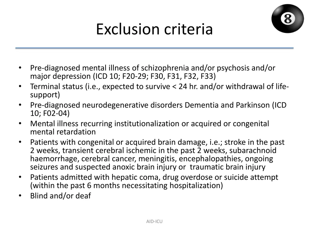 exclusion criteria