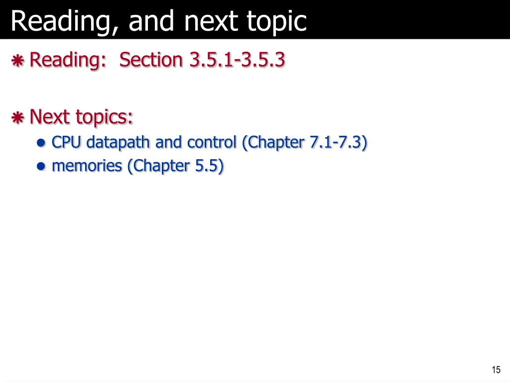 reading and next topic