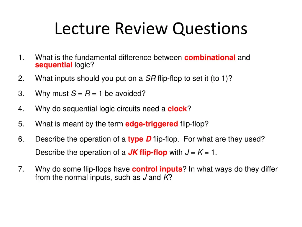 lecture review questions
