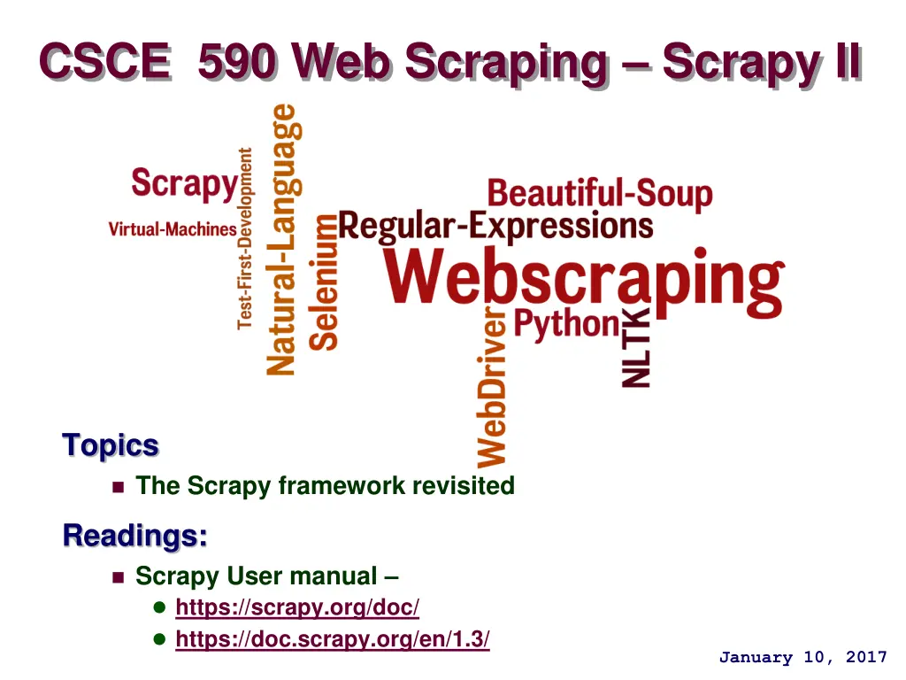 csce 590 web scraping scrapy ii