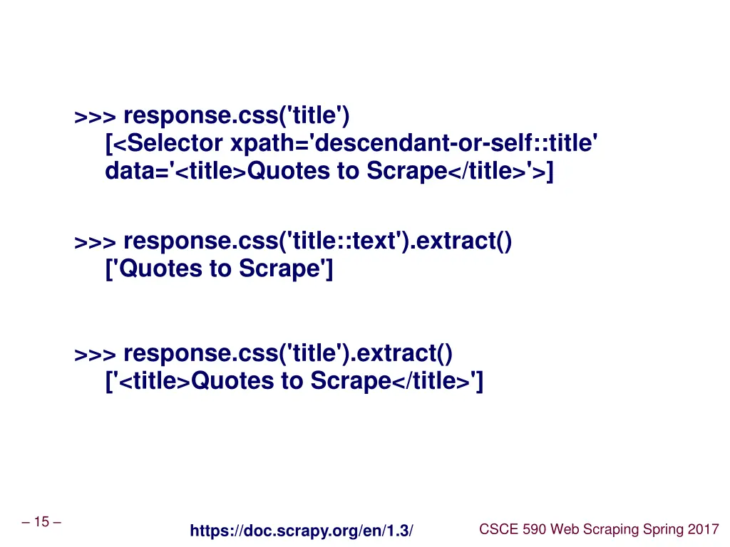 response css title selector xpath descendant