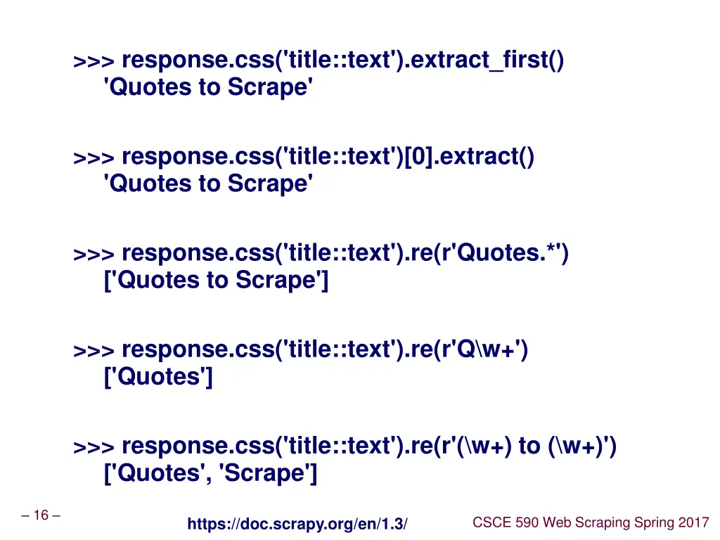response css title text extract first quotes