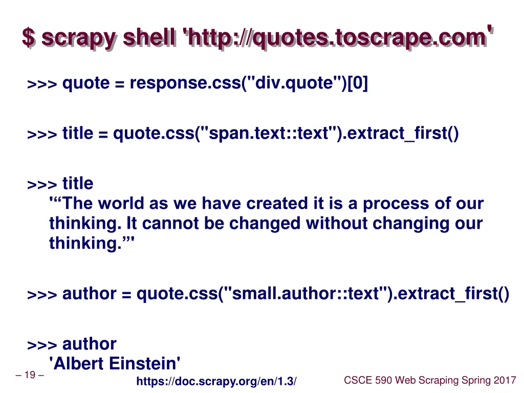 scrapy shell http quotes toscrape com