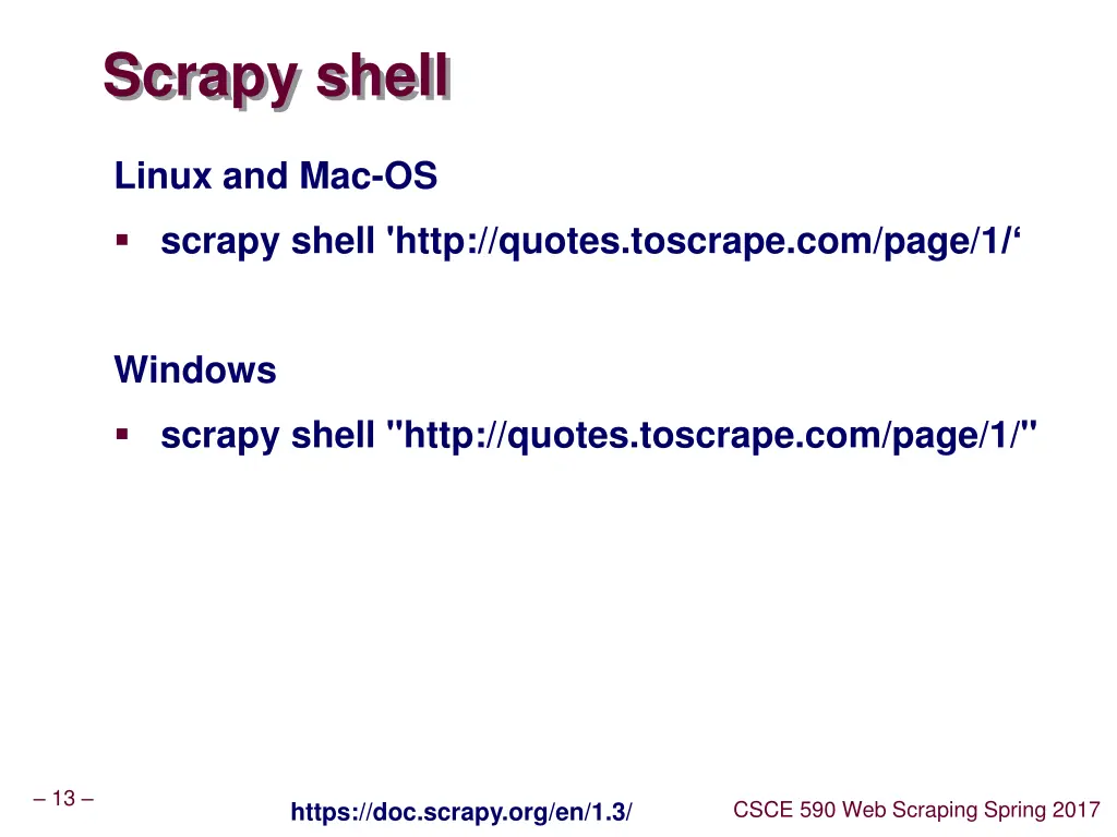 scrapy shell