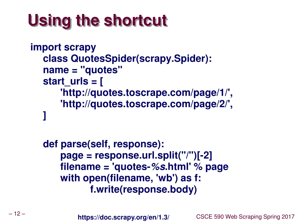using the shortcut